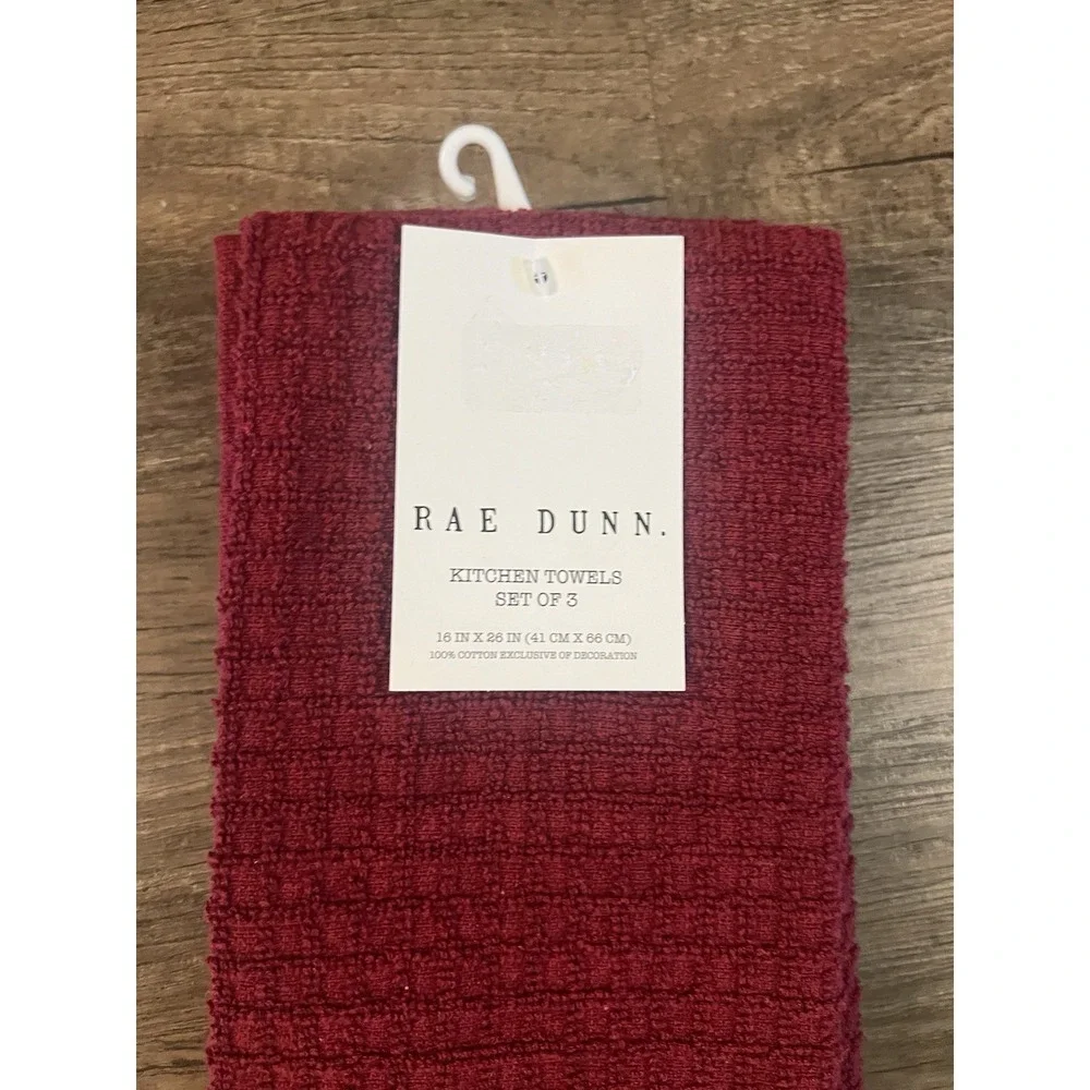 Rae Dunn Grammie's Kitchen Towel Set of 3 Burgundy Kitchen Towels New